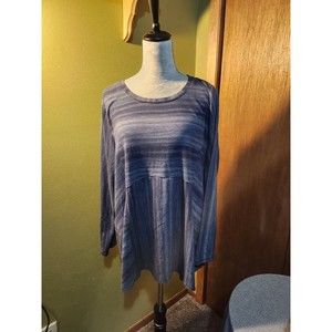 CJ Banks Long Sleeve Fit and Flow Shirt- Blue